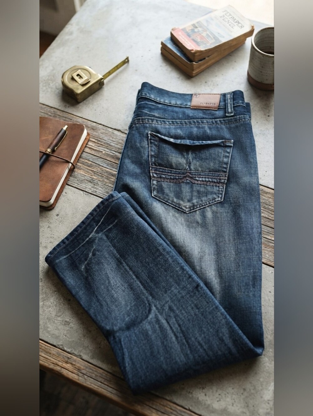 Flypaper Jeans Mens Dark Wash Bootcut Denim Pants Sz 38x32